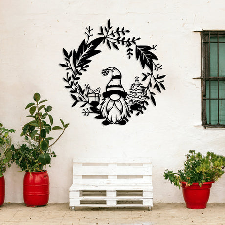 Metal Christmas Gnome Sign Decor - BrossHome Metal Wall Art