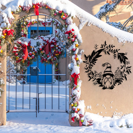 Metal Christmas Gnome Sign Decor - BrossHome Metal Wall Art