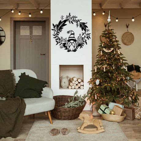Metal Christmas Gnome Sign Decor - BrossHome Metal Wall Art