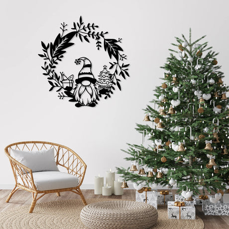 Metal Christmas Gnome Sign Decor - BrossHome Metal Wall Art