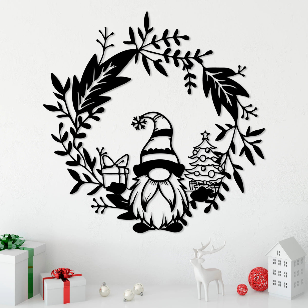 Metal Christmas Gnome Sign Decor - BrossHome Metal Wall Art