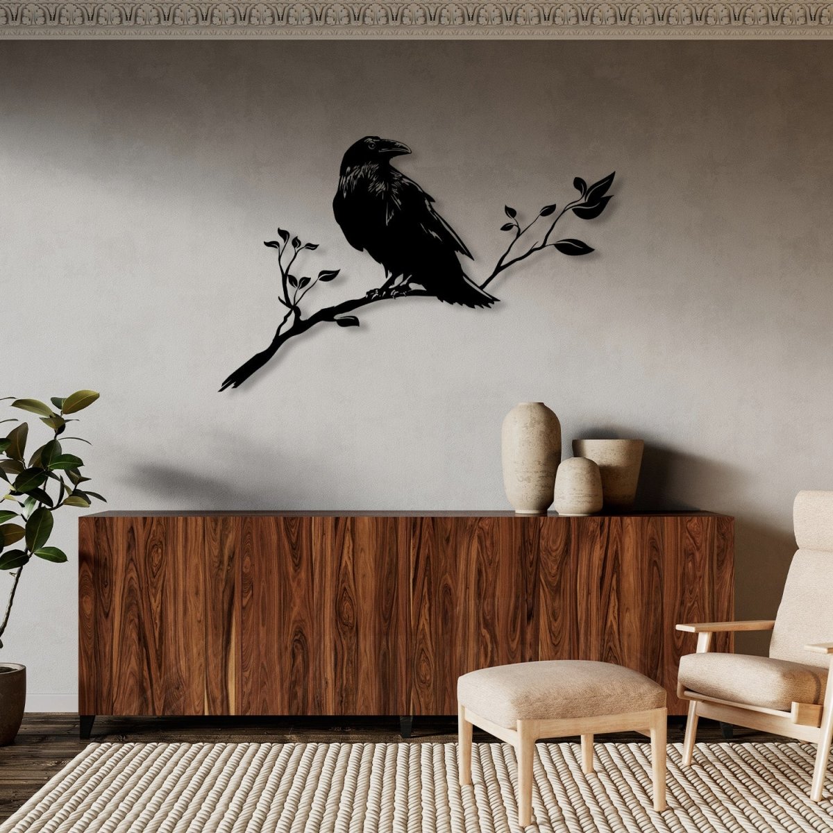 Metal Crow Art - BrossHome Metal Wall Art