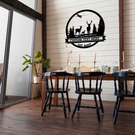 Metal Deer Family Sign - BrossHome Metal Wall Art