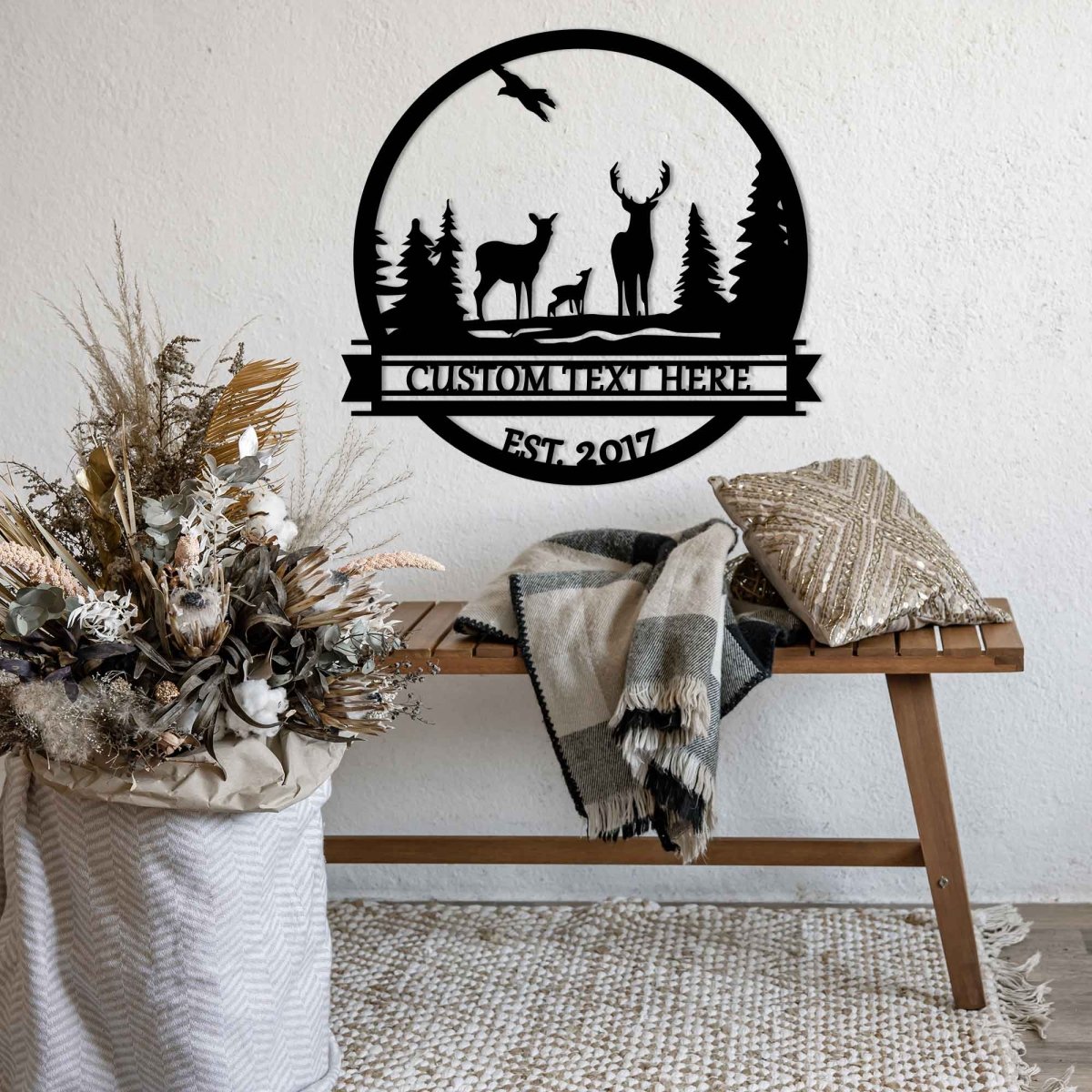 Metal Deer Family Sign - BrossHome Metal Wall Art