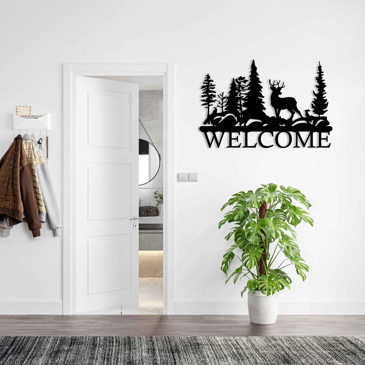 Metal Deer Welcome Sign - BrossHome Metal Wall Art