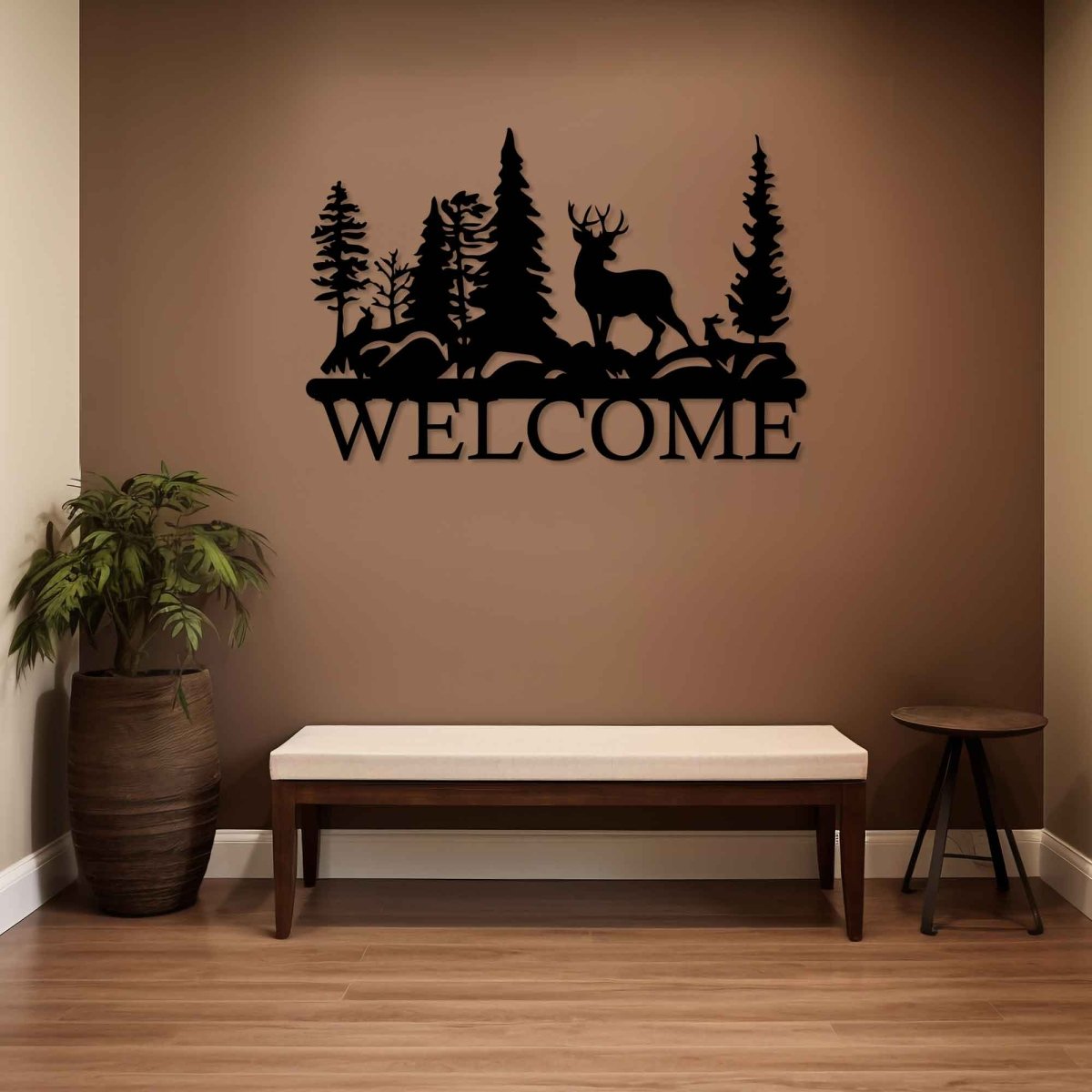 Metal Deer Welcome Sign - BrossHome Metal Wall Art