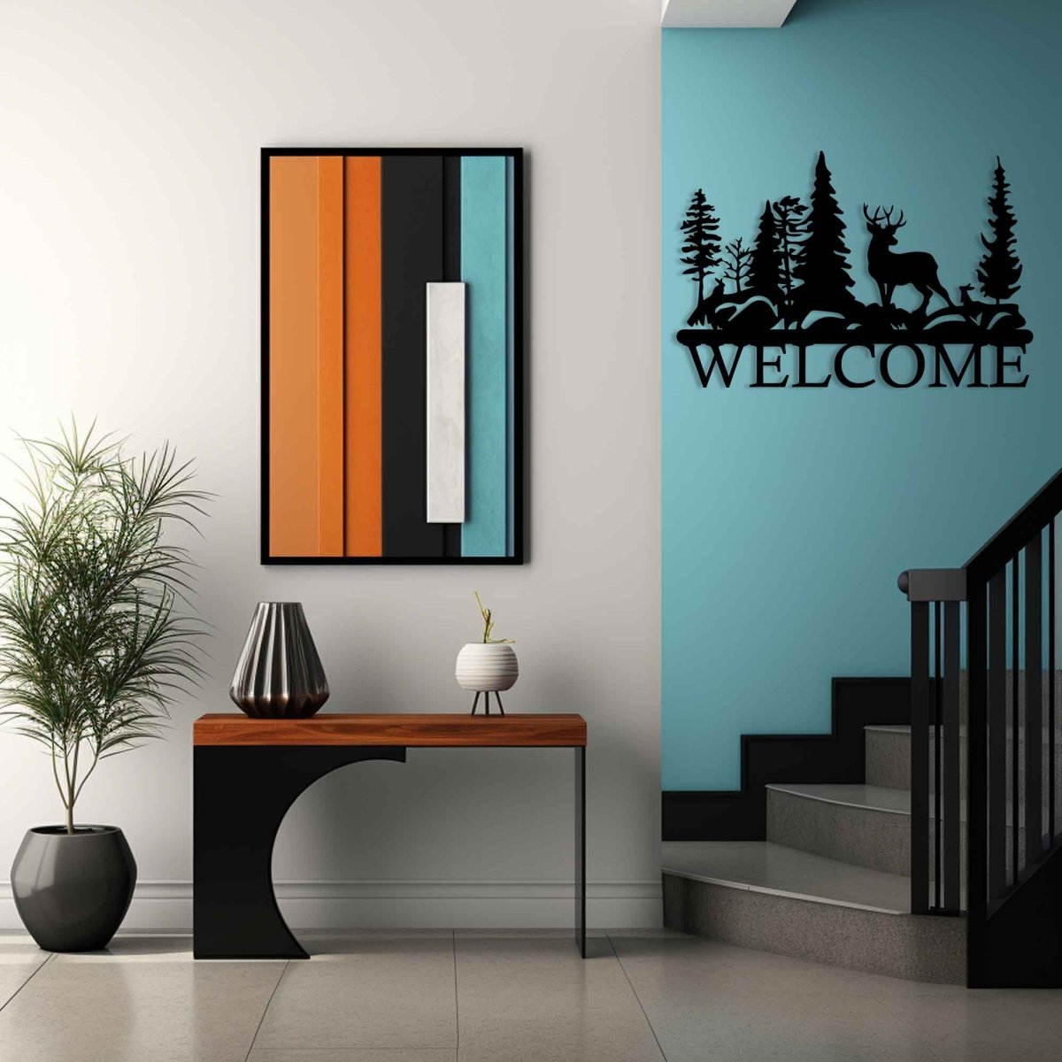 Metal Deer Welcome Sign - BrossHome Metal Wall Art