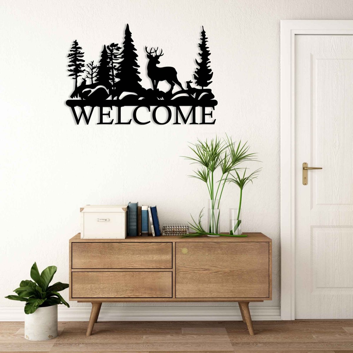 Metal Deer Welcome Sign - BrossHome Metal Wall Art