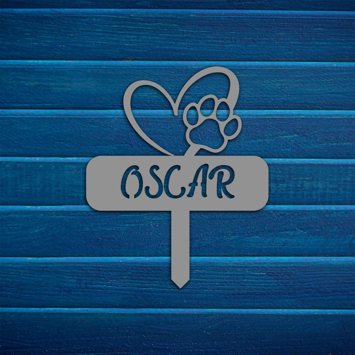 Metal Dog Garden Stake with Heart and Paw - BrossHome Metal Wall Art