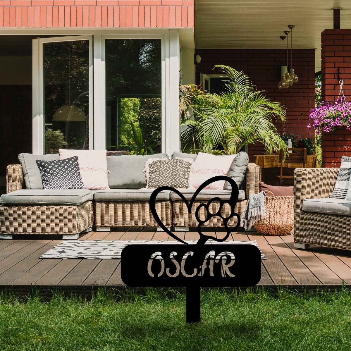 Metal Dog Garden Stake with Heart and Paw - BrossHome Metal Wall Art