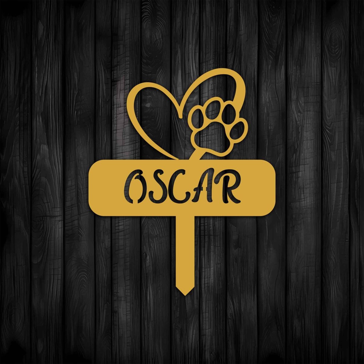 Metal Dog Garden Stake with Heart and Paw - BrossHome Metal Wall Art