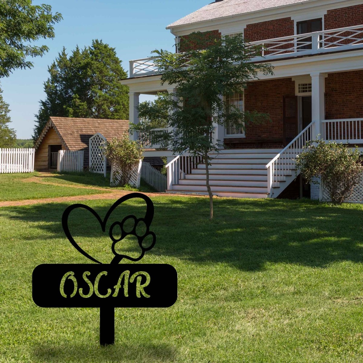 Metal Dog Garden Stake with Heart and Paw - BrossHome Metal Wall Art