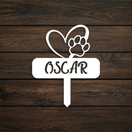 Metal Dog Garden Stake with Heart and Paw - BrossHome Metal Wall Art