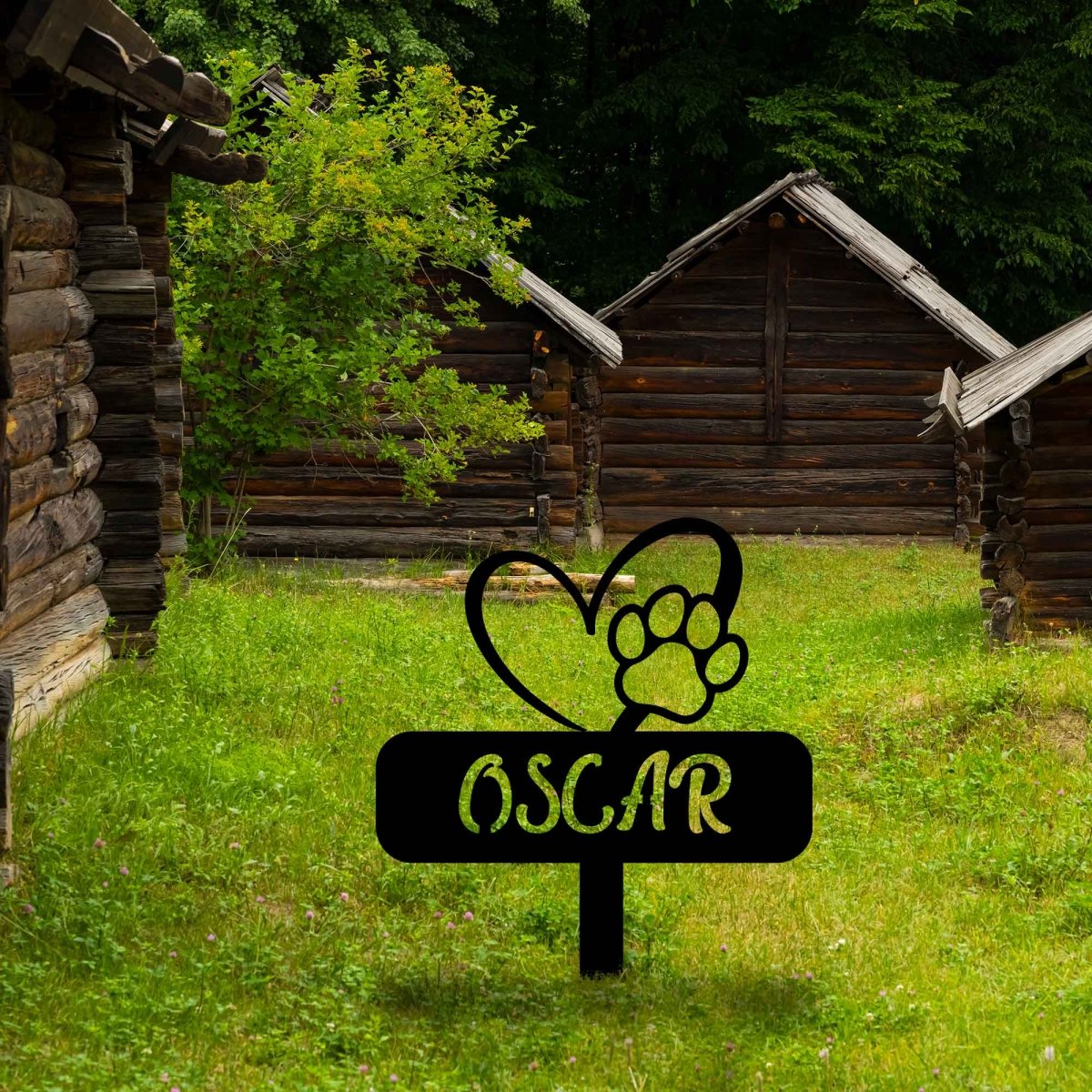 Metal Dog Garden Stake with Heart and Paw - BrossHome Metal Wall Art