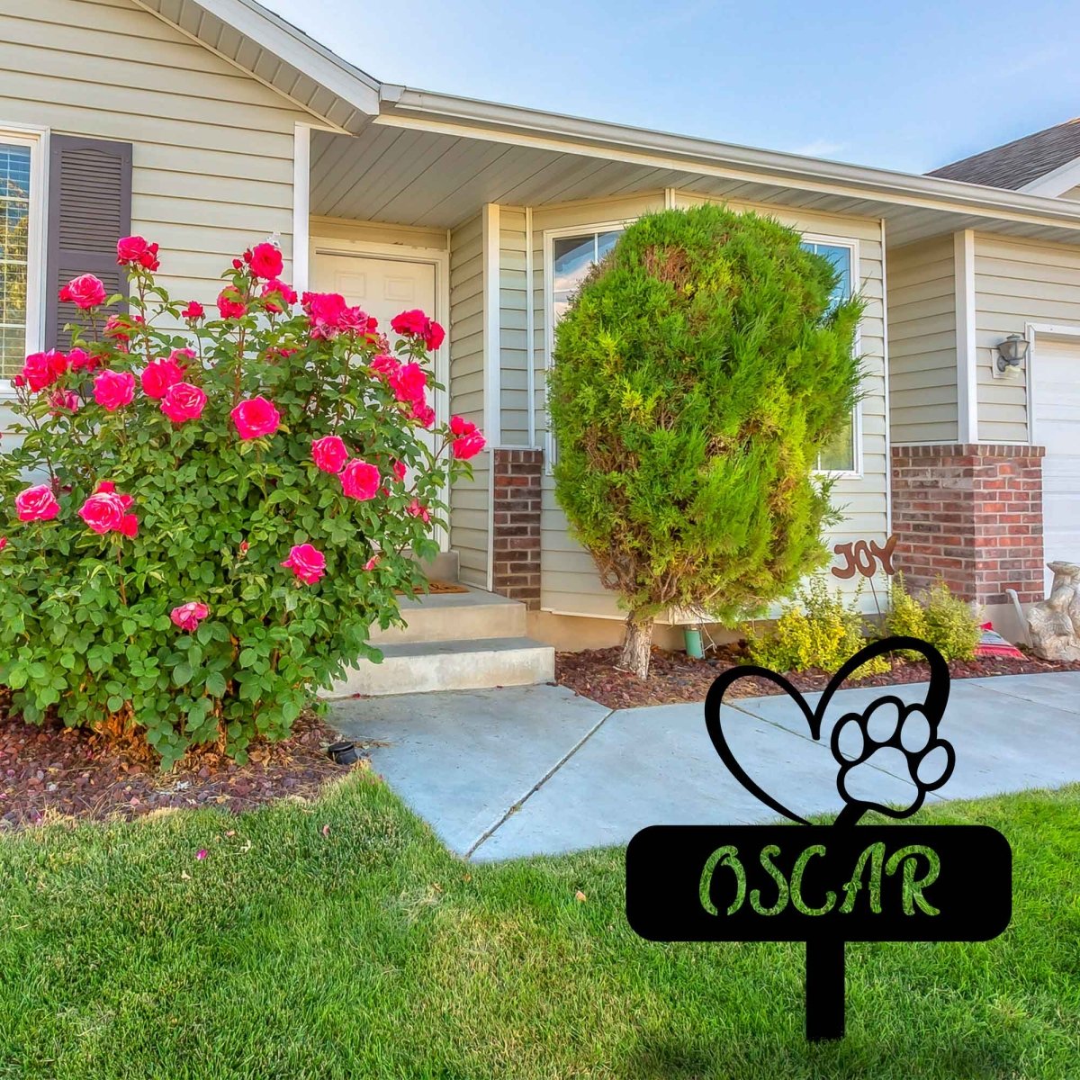 Metal Dog Garden Stake with Heart and Paw - BrossHome Metal Wall Art