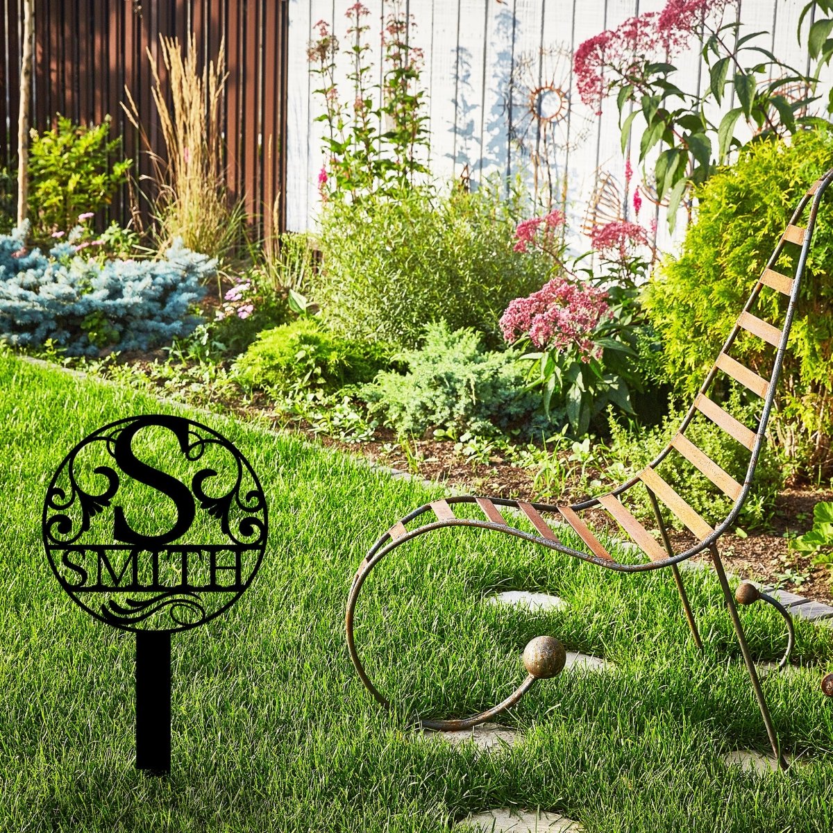 Metal Garden Stake Initial Letter - BrossHome Metal Wall Art