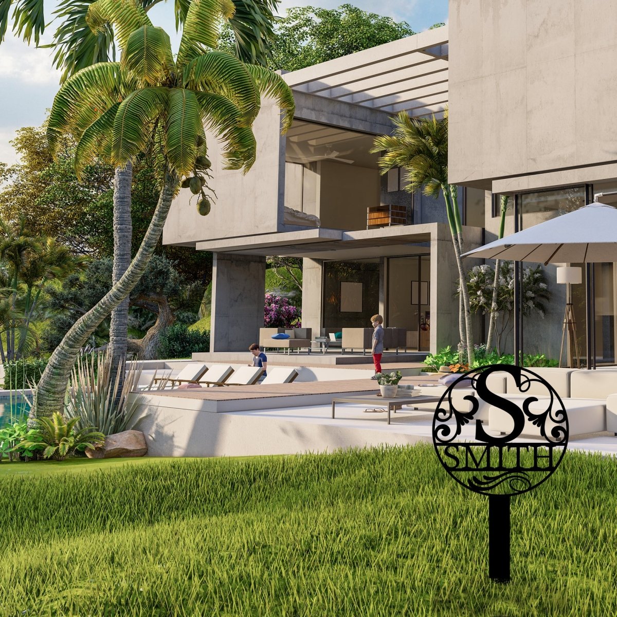 Metal Garden Stake Initial Letter - BrossHome Metal Wall Art