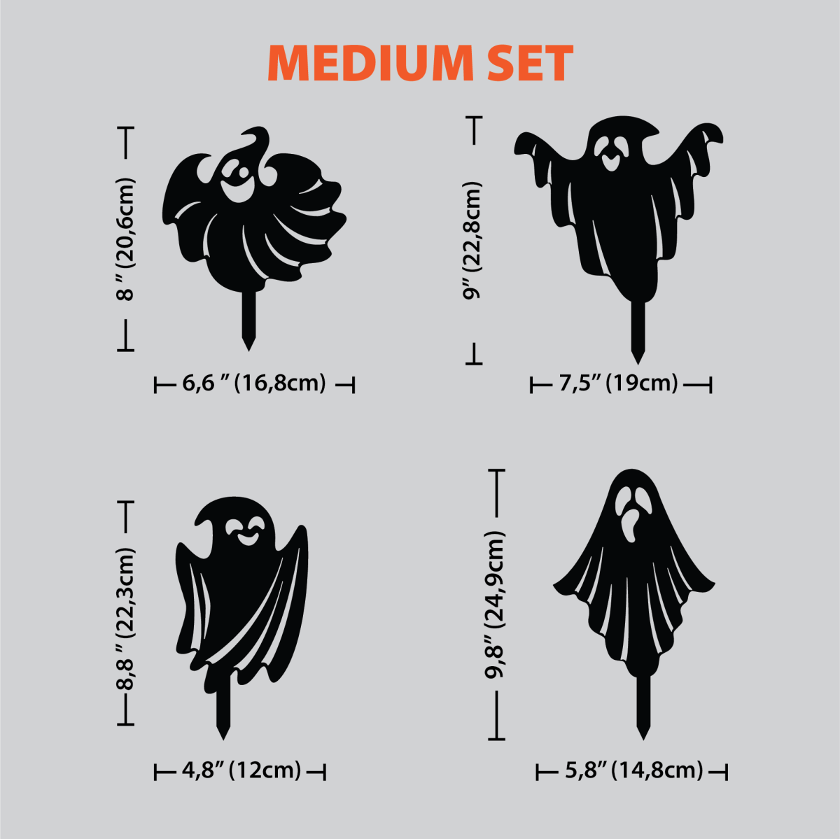 Metal Halloween Ghost Garden Stakes - BrossHome Metal Wall Art
