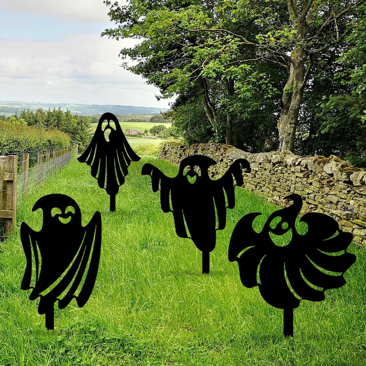 Metal Halloween Ghost Garden Stakes - BrossHome Metal Wall Art