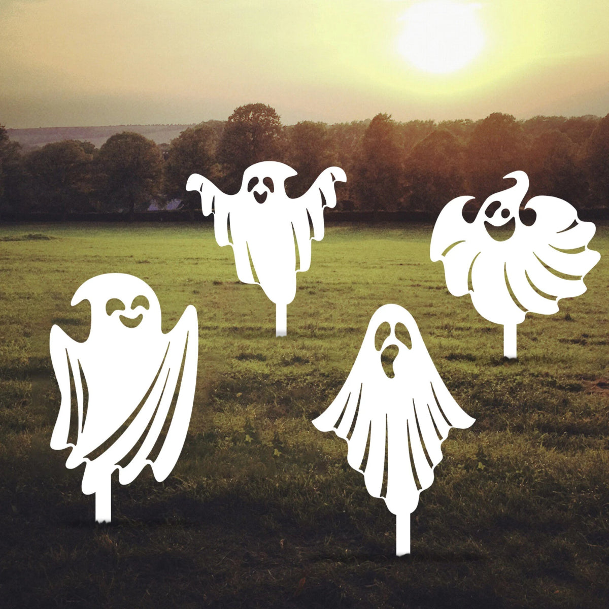 Metal Halloween Ghost Garden Stakes - BrossHome Metal Wall Art
