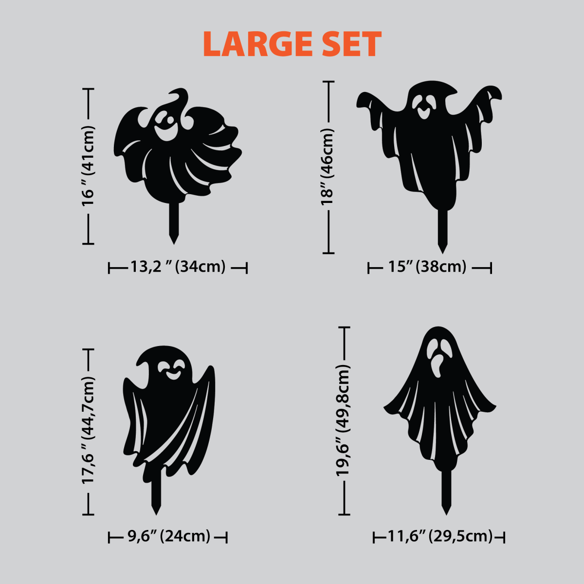 Metal Halloween Ghost Garden Stakes - BrossHome Metal Wall Art