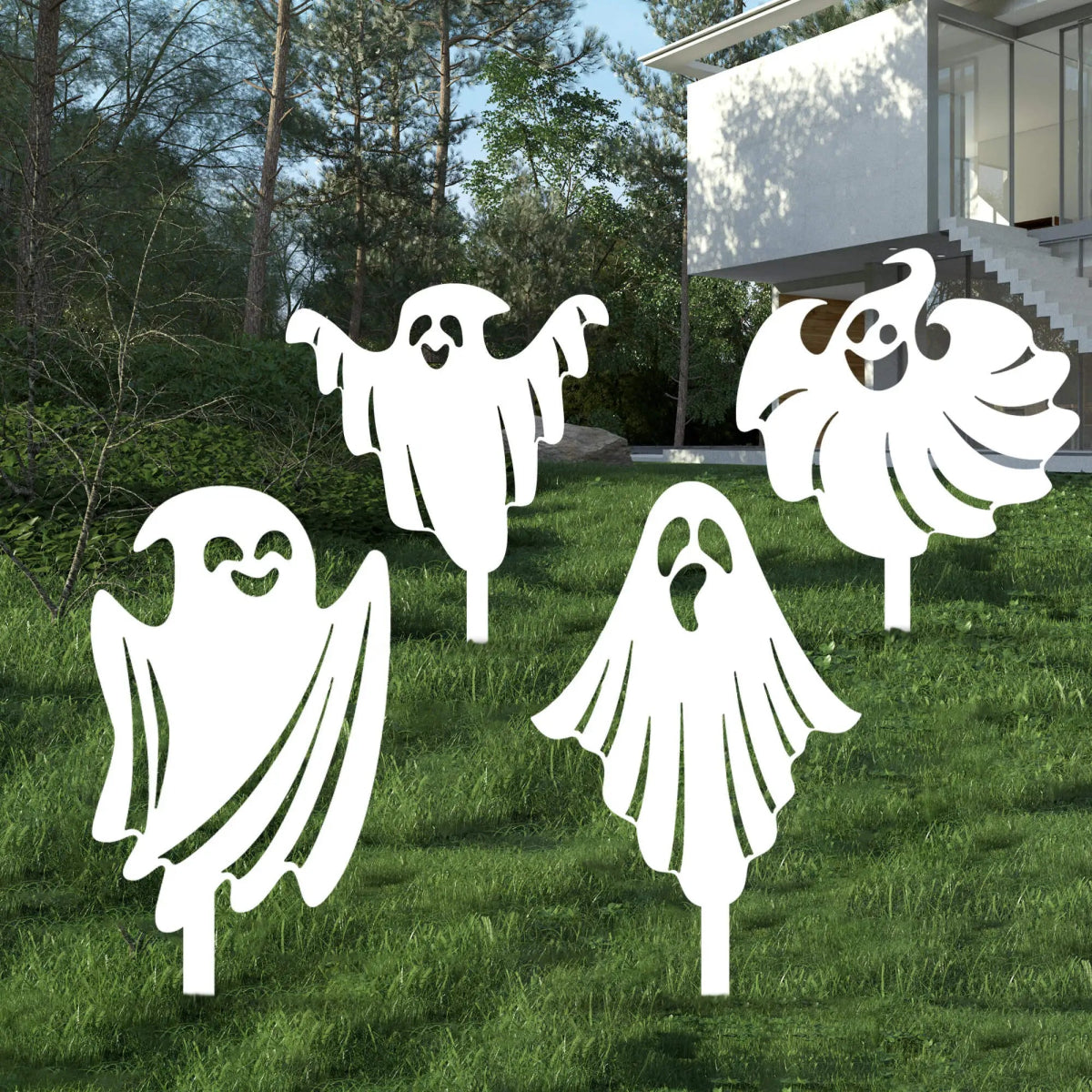 Metal Halloween Ghost Garden Stakes - BrossHome Metal Wall Art