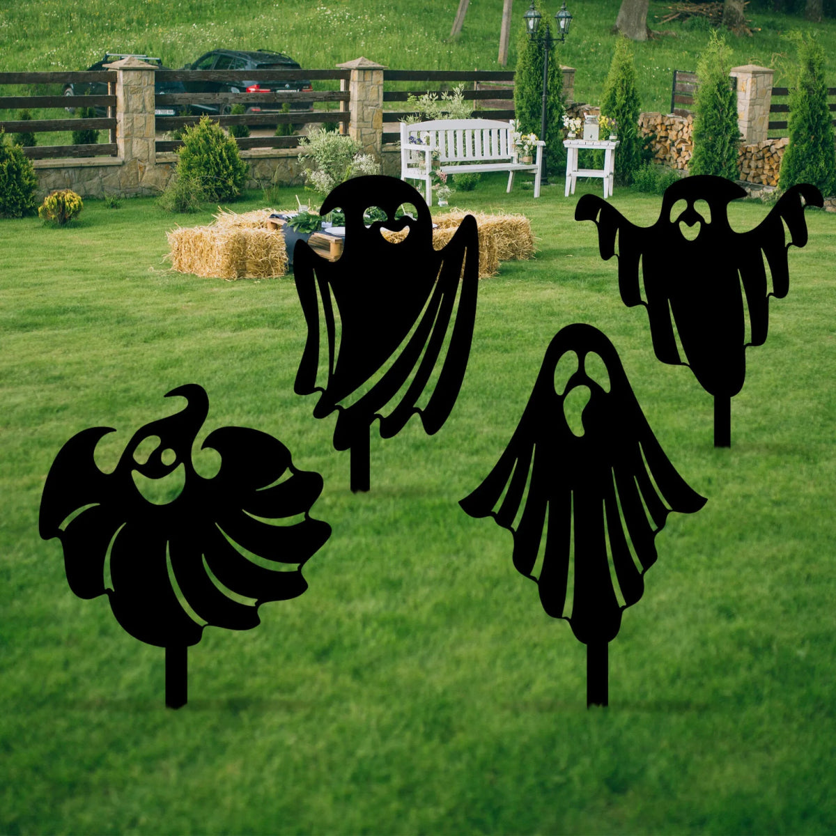 Metal Halloween Ghost Garden Stakes - BrossHome Metal Wall Art