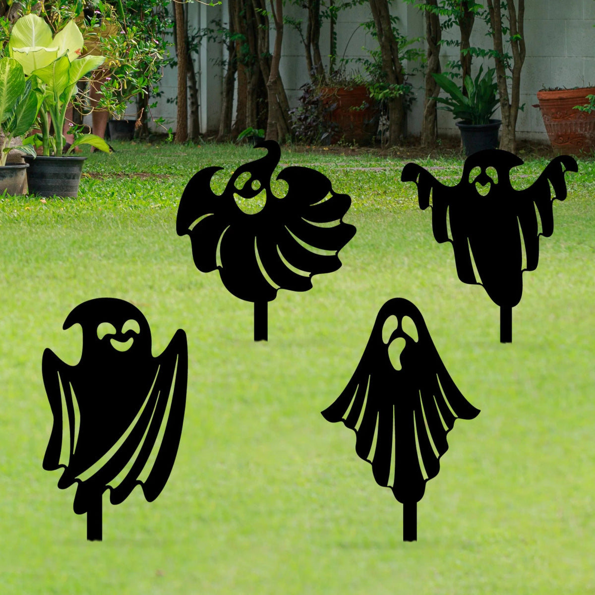 Metal Halloween Ghost Garden Stakes - BrossHome Metal Wall Art