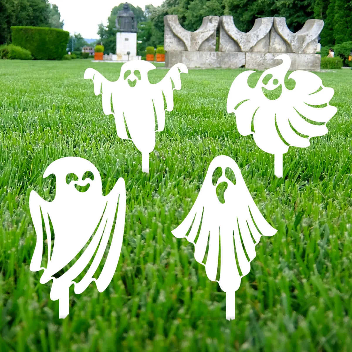 Metal Halloween Ghost Garden Stakes - BrossHome Metal Wall Art
