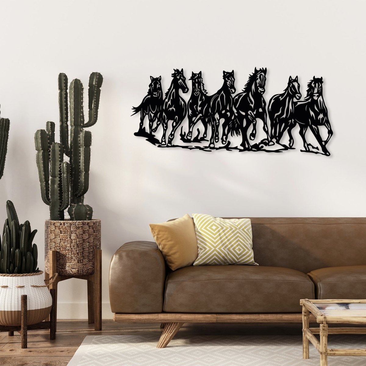 Metal Horse Wall Art (7 Running Horses) - BrossHome Metal Wall Art