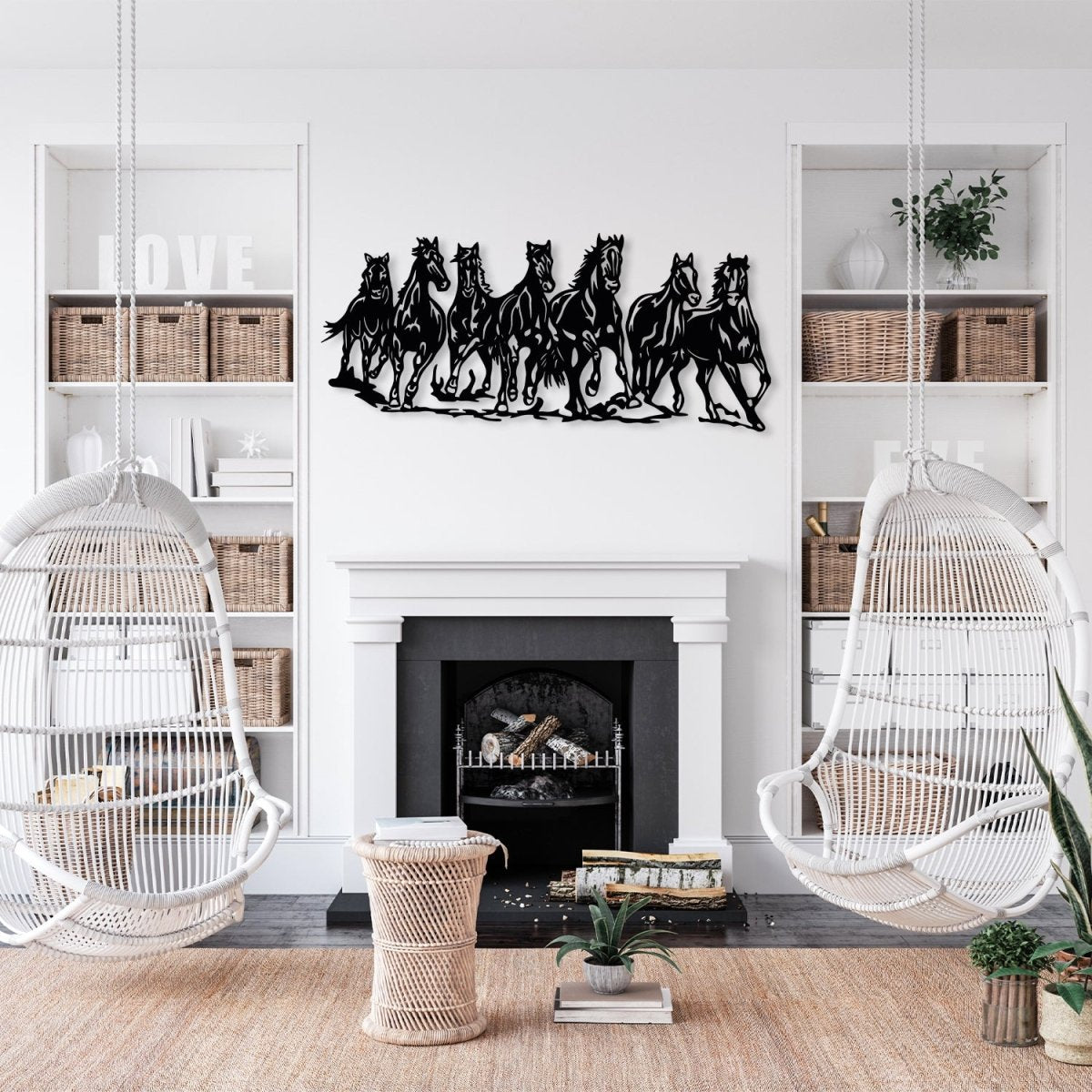 Metal Horse Wall Art (7 Running Horses) - BrossHome Metal Wall Art