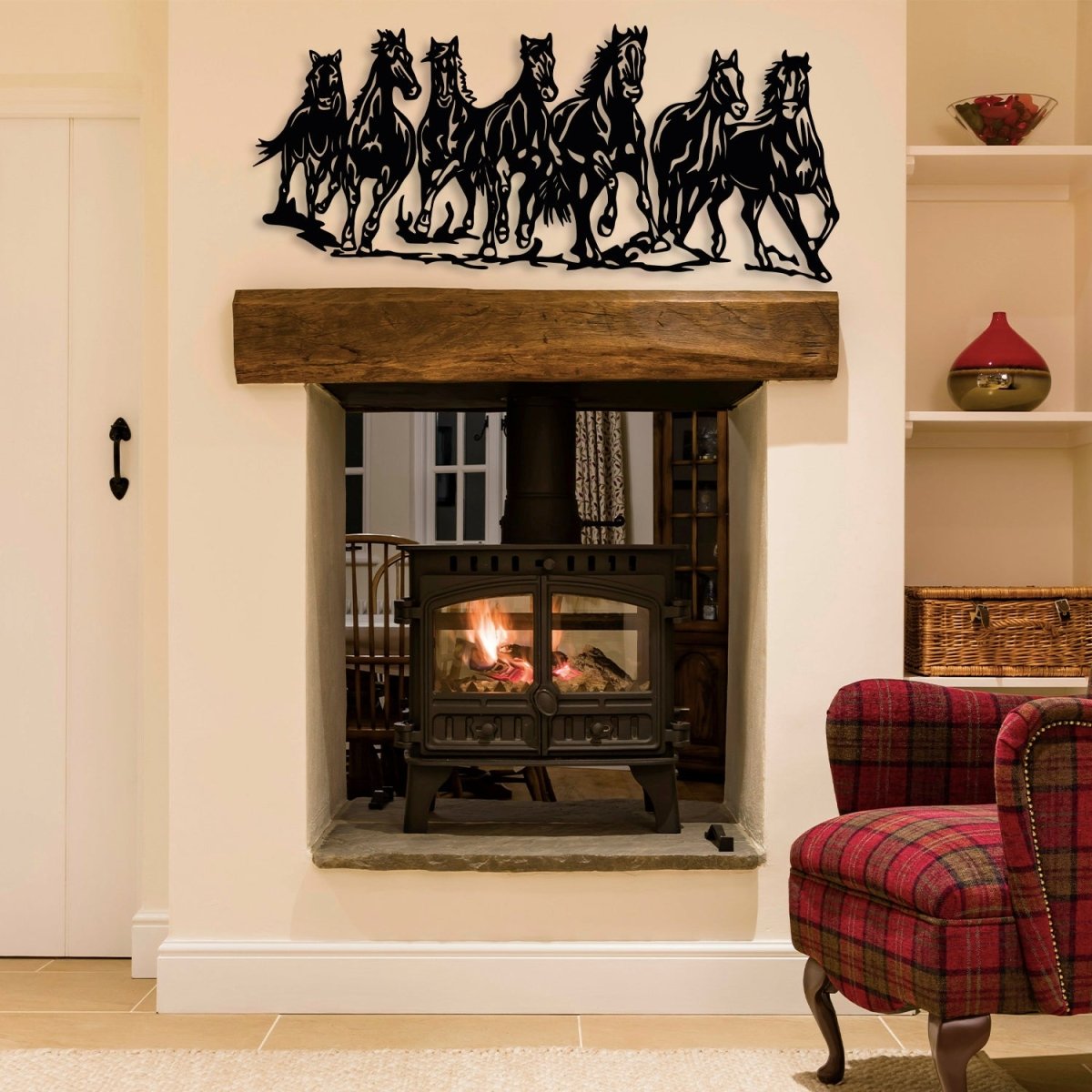 Metal Horse Wall Art (7 Running Horses) - BrossHome Metal Wall Art