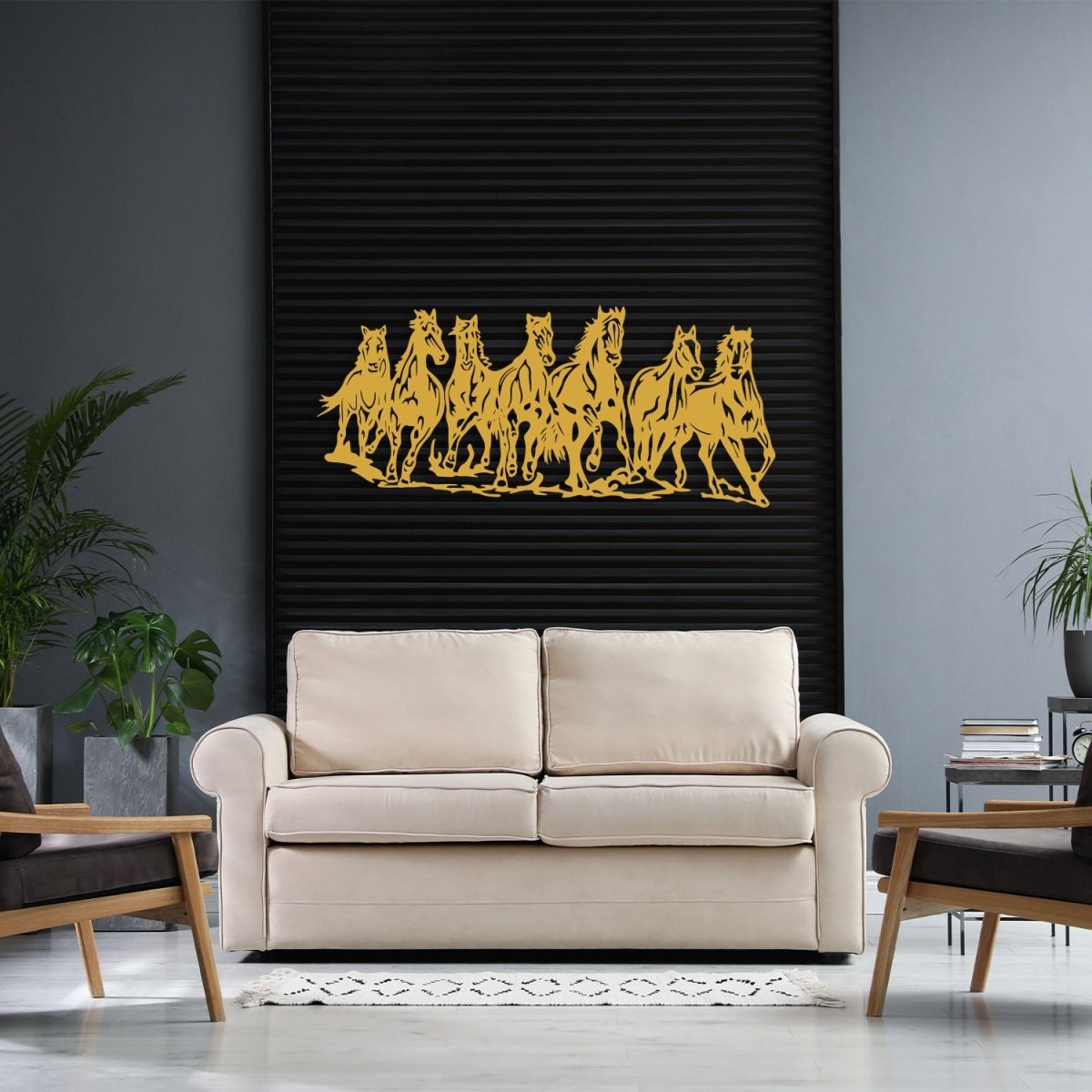 Metal Horse Wall Art (7 Running Horses) - BrossHome Metal Wall Art