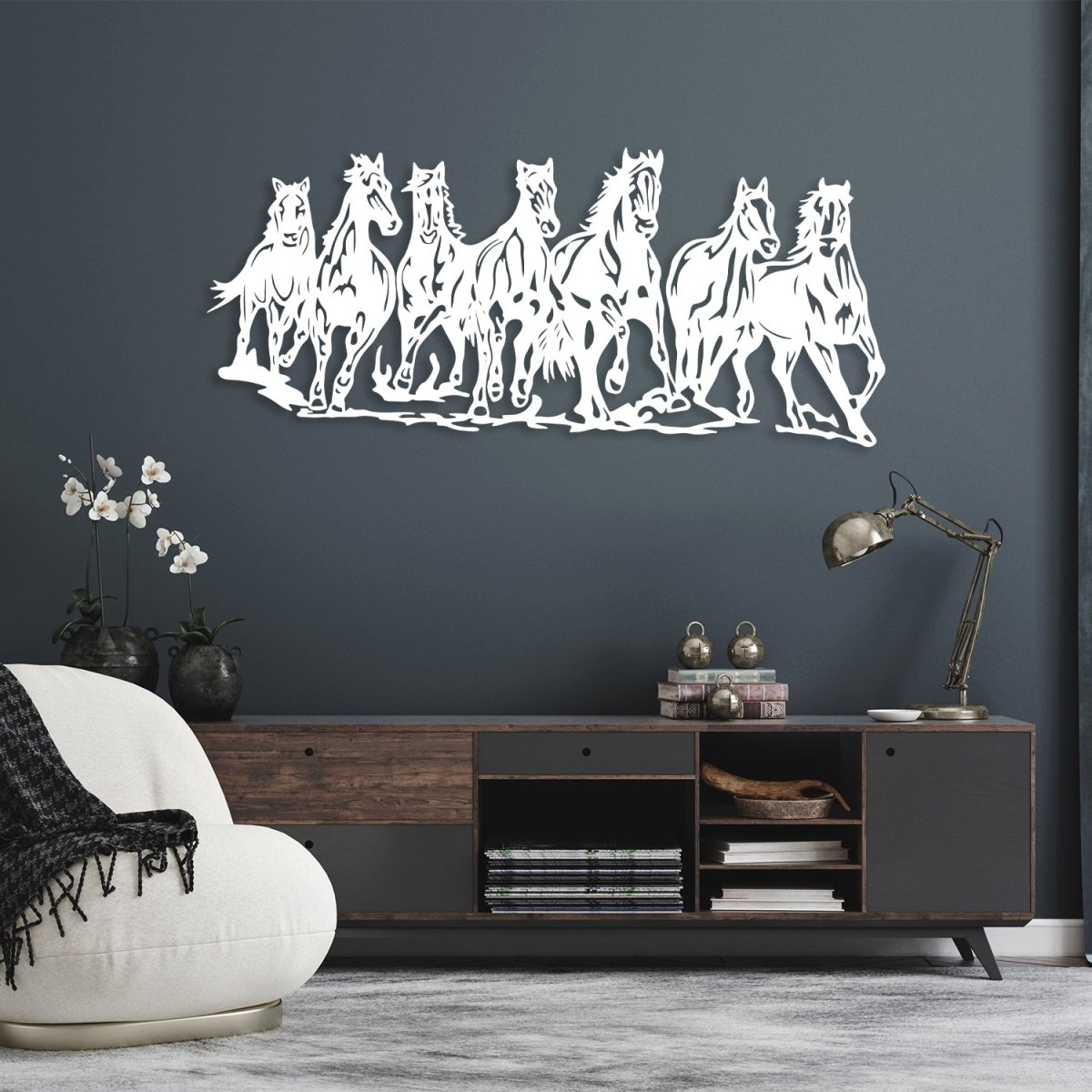 Metal Horse Wall Art (7 Running Horses) - BrossHome Metal Wall Art