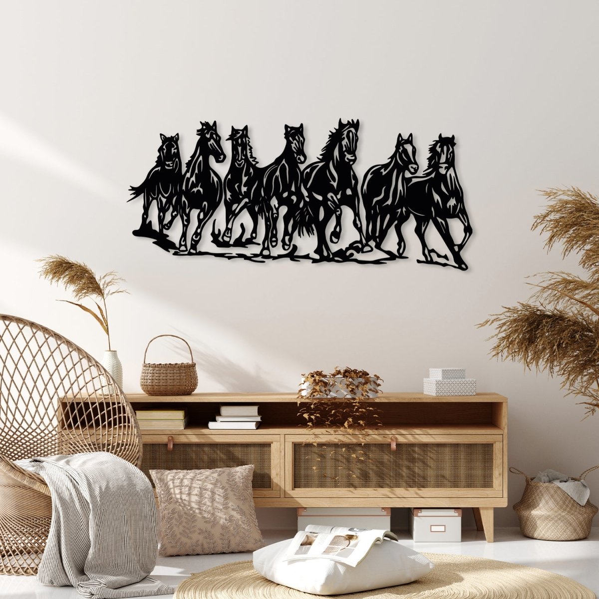 Metal Horse Wall Art (7 Running Horses) - BrossHome Metal Wall Art