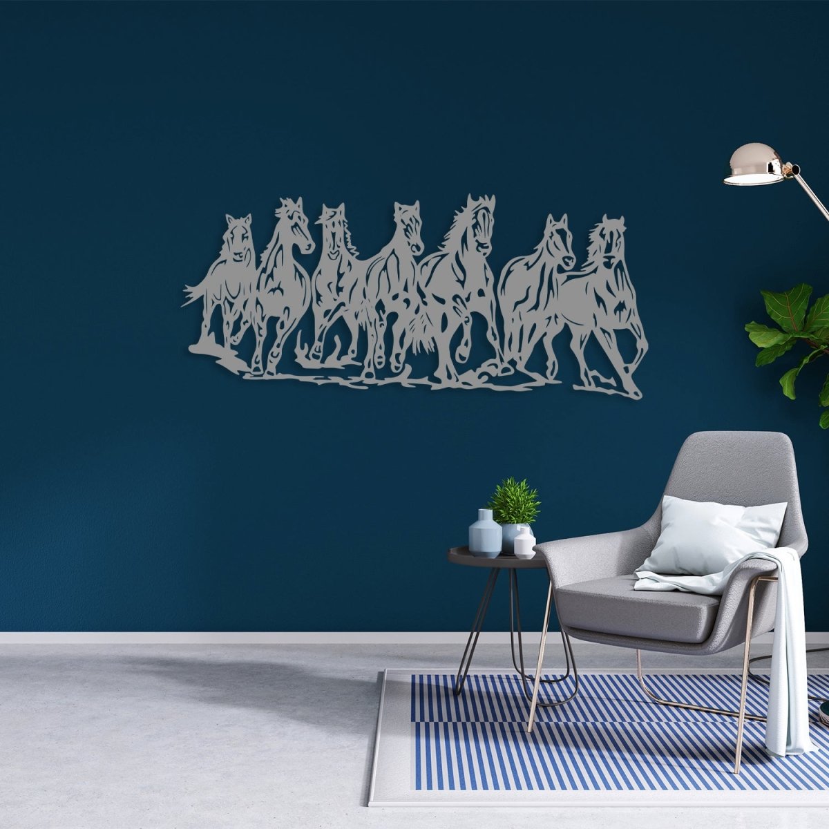 Metal Horse Wall Art (7 Running Horses) - BrossHome Metal Wall Art