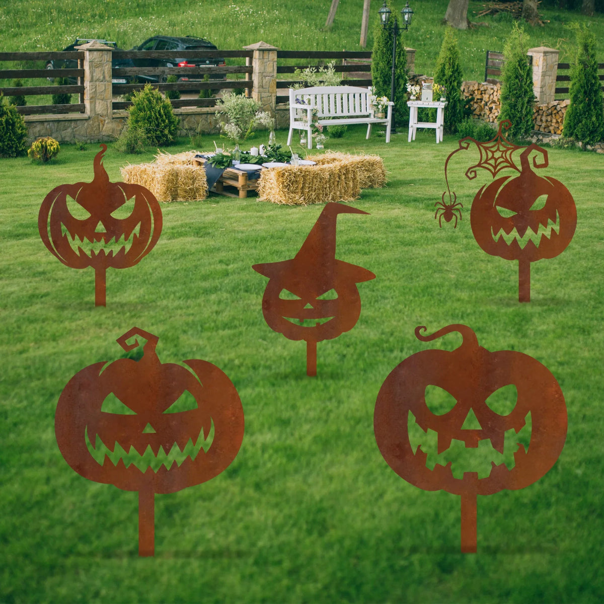 Metal Pumpkin Garden Stakes - BrossHome Metal Wall Art