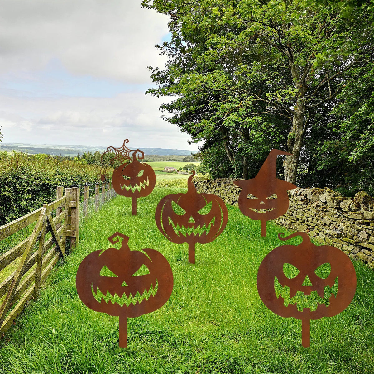 Metal Pumpkin Garden Stakes - BrossHome Metal Wall Art