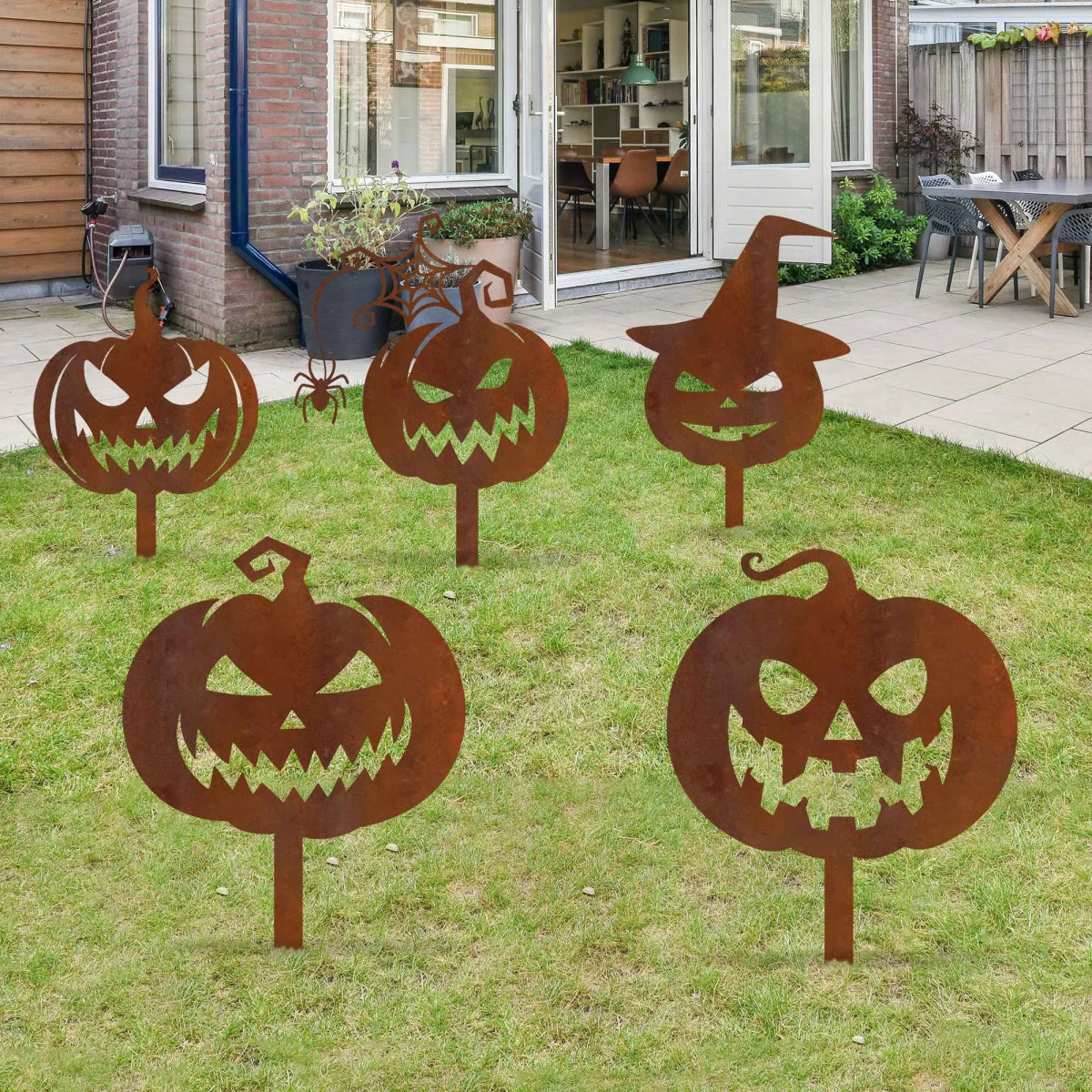 Metal Pumpkin Garden Stakes - BrossHome Metal Wall Art