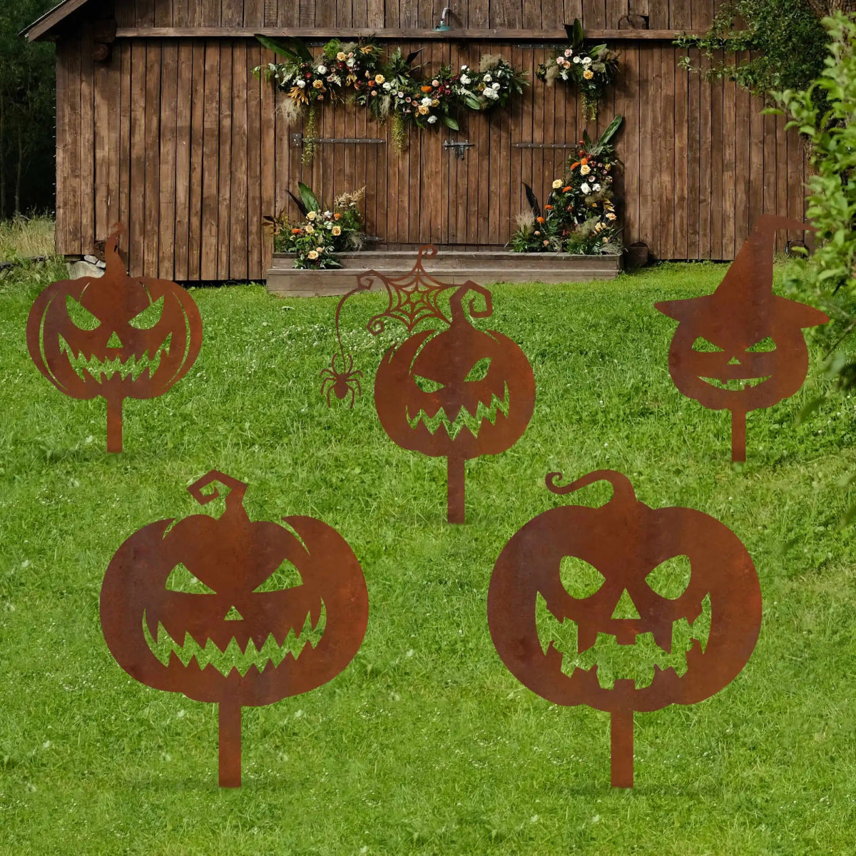 Metal Pumpkin Garden Stakes - BrossHome Metal Wall Art