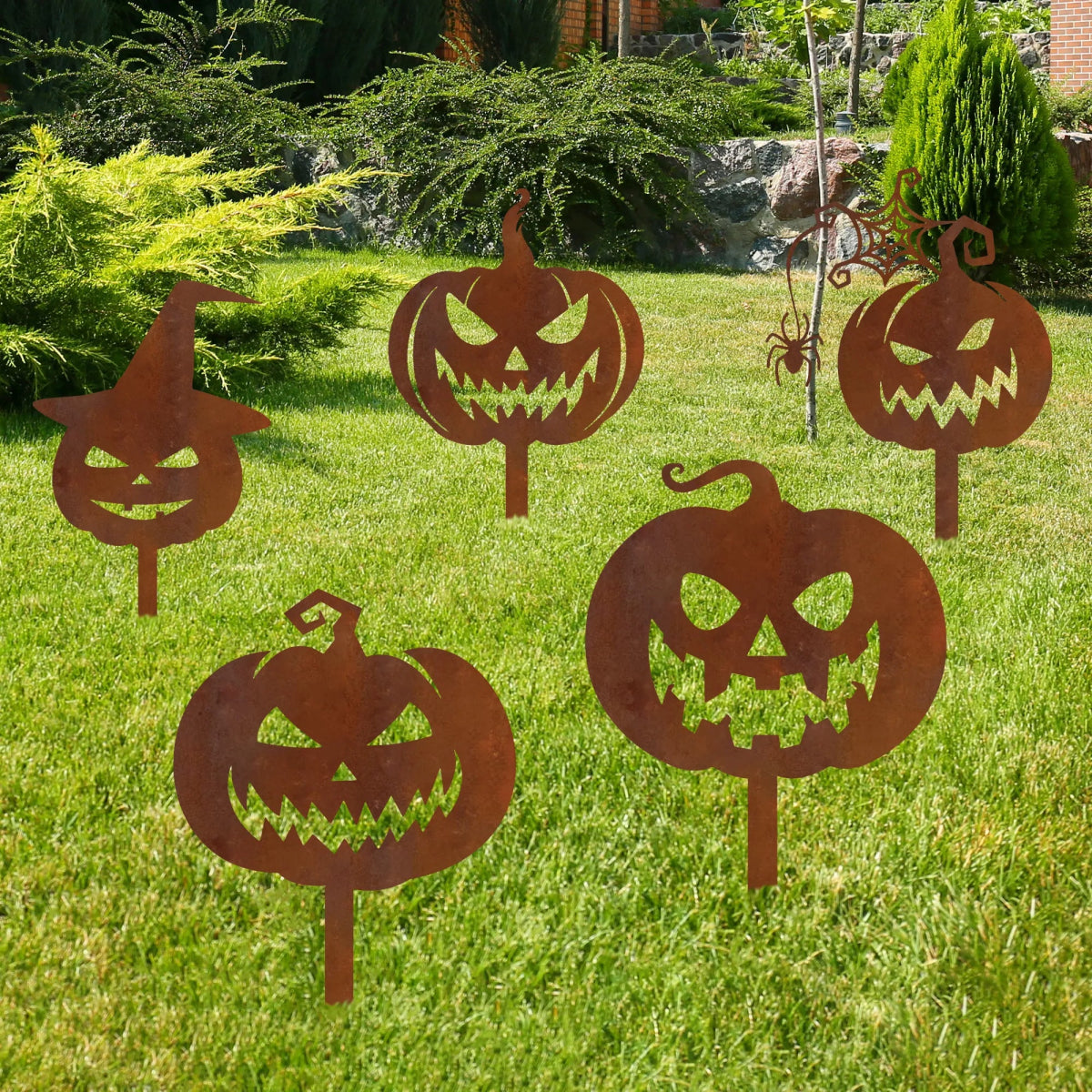 Metal Pumpkin Garden Stakes - BrossHome Metal Wall Art