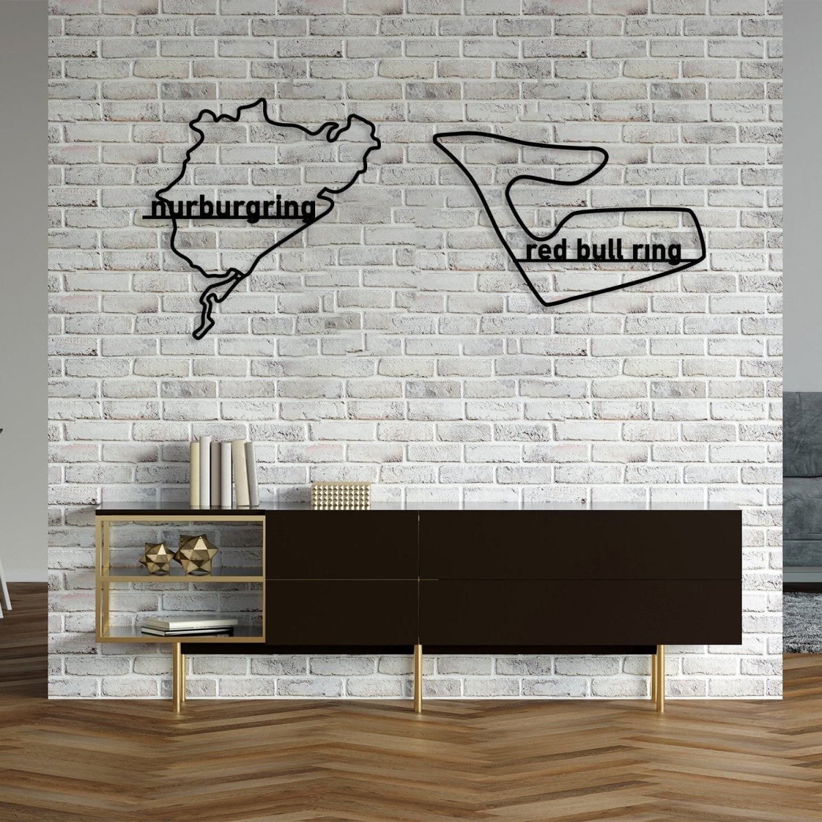 Metal Race Track Wall Art - BrossHome Metal Wall Art