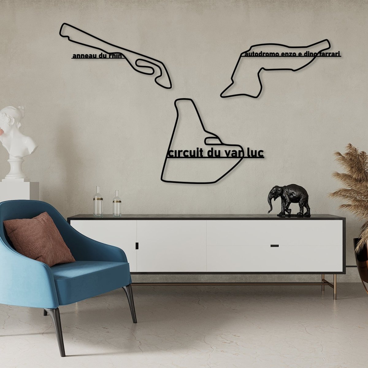 Metal Race Track Wall Art - BrossHome Metal Wall Art