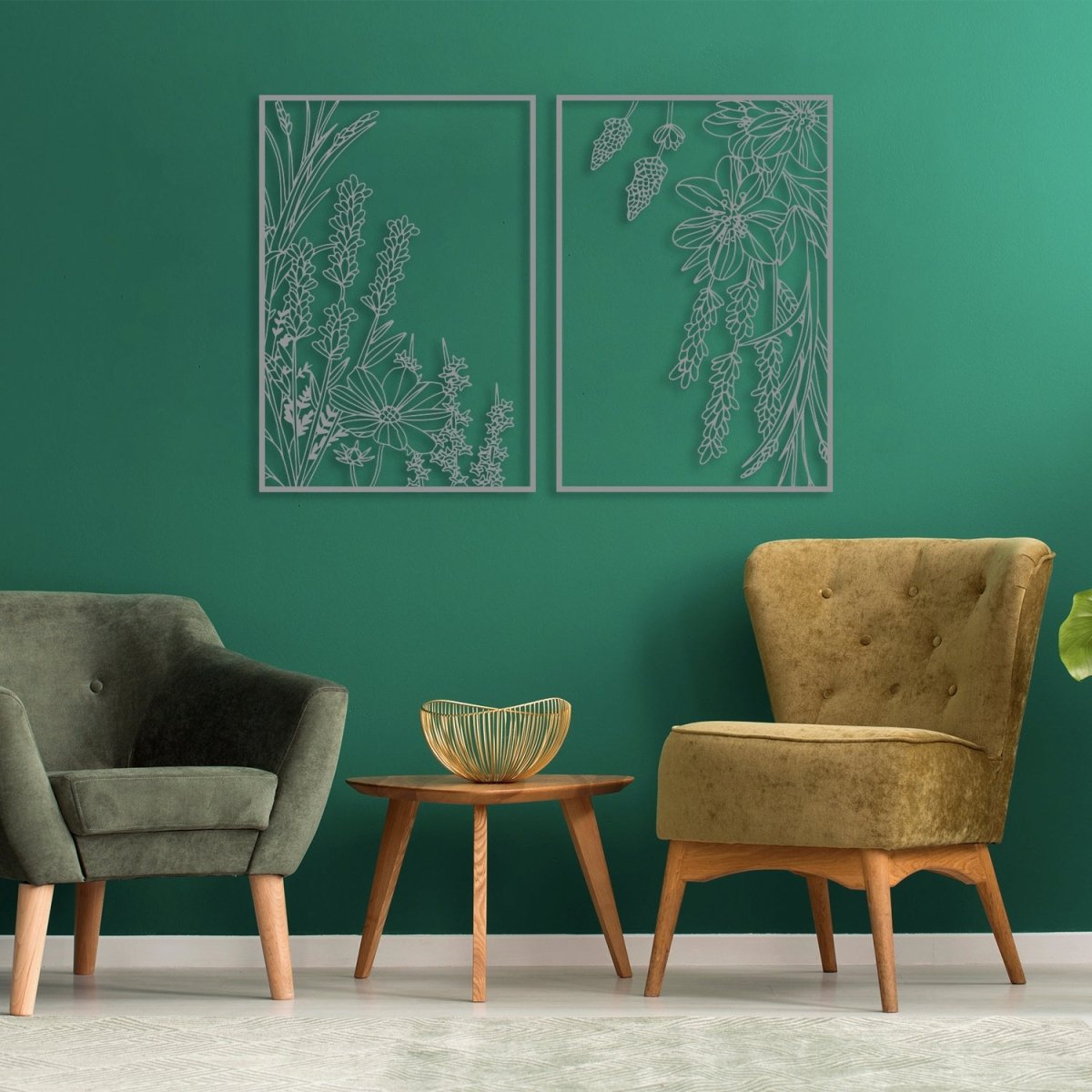 Metal Wall Art with Spring Flowers (Set of 2) - BrossHome Metal Wall Art