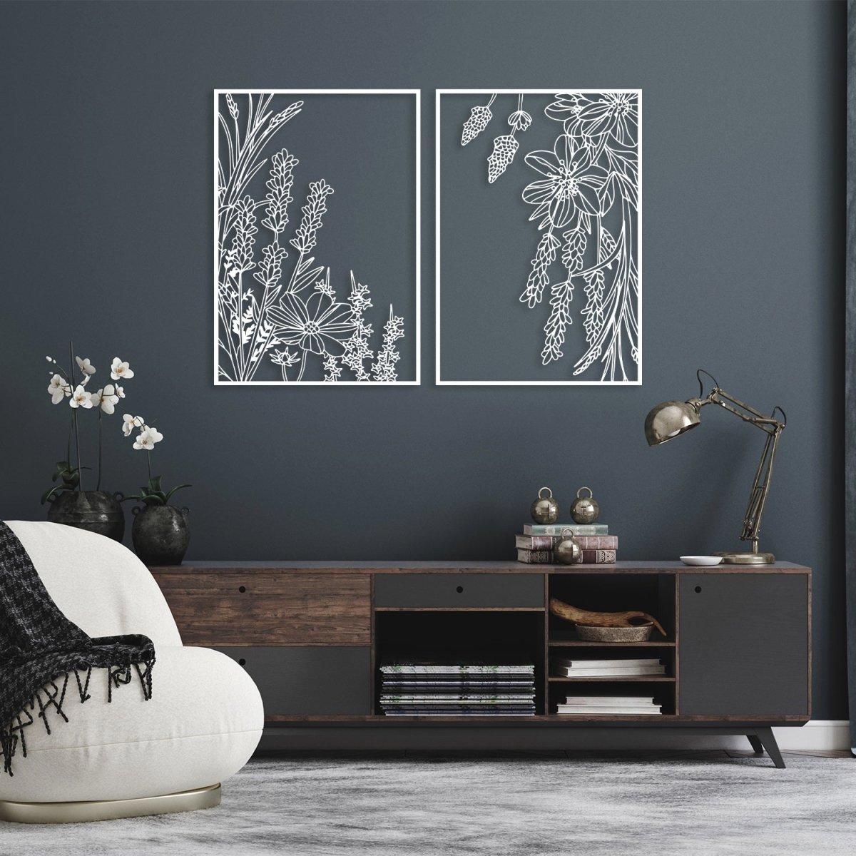 Metal Wall Art with Spring Flowers (Set of 2) - BrossHome Metal Wall Art