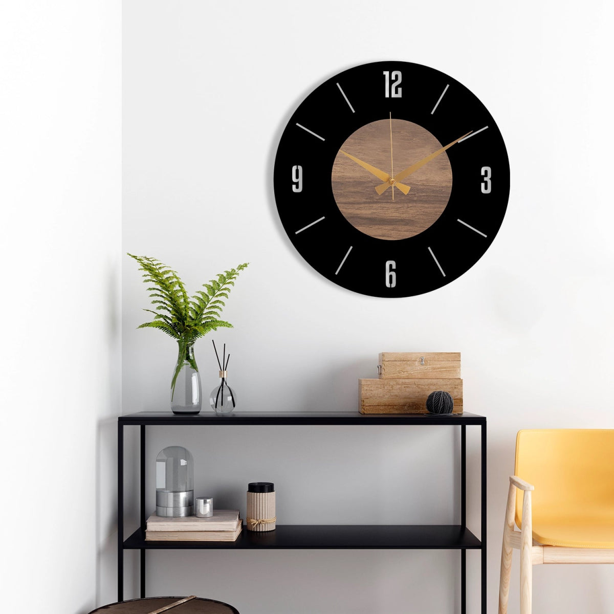 METAL WALL CLOCK WITH BLACK BACKGROUND - BrossHome Metal Wall Art