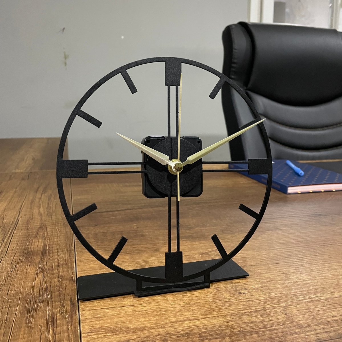 Minimal Large Black Tabletop Clock - BrossHome Metal Wall Art