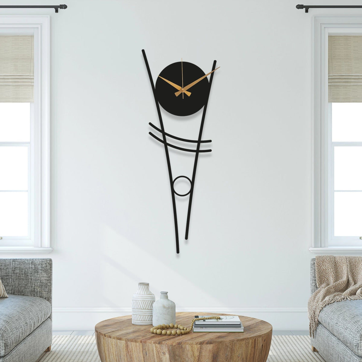 Minimalist Modern Abstract Metal Wall Clock - BrossHome Metal Wall Art
