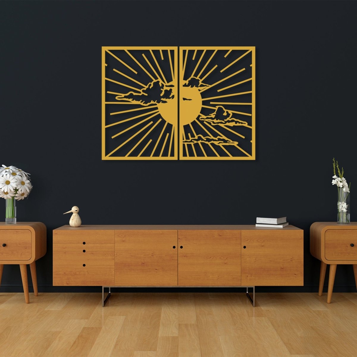 Minimalist Sunshine Metal Wall Art (Set of 2) - BrossHome Metal Wall Art