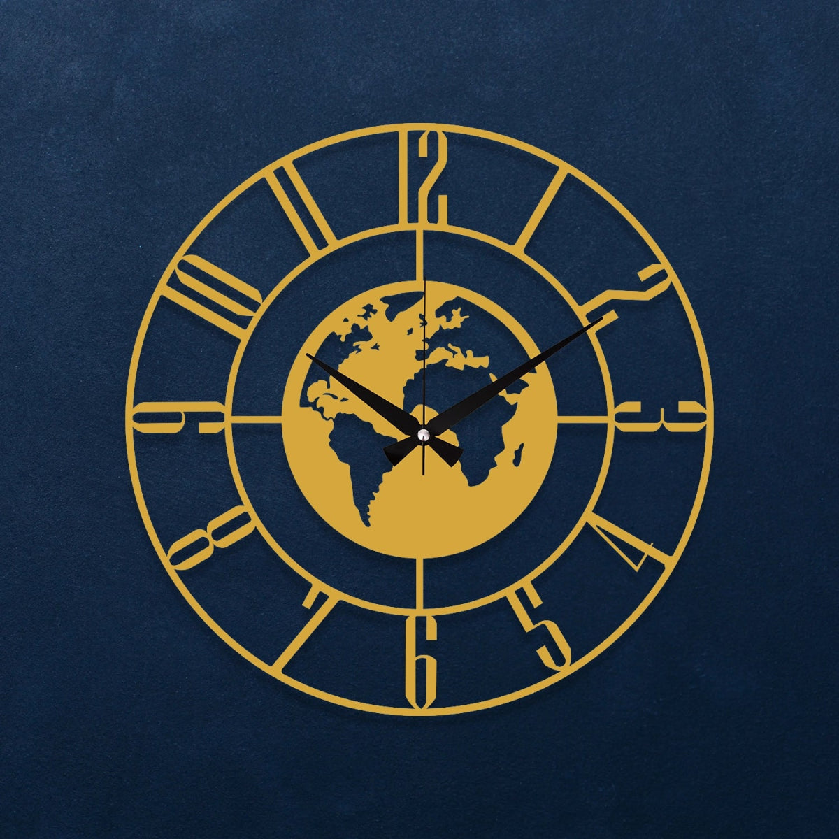 Minimalist World Map Metal Wall Clock - BrossHome Metal Wall Art